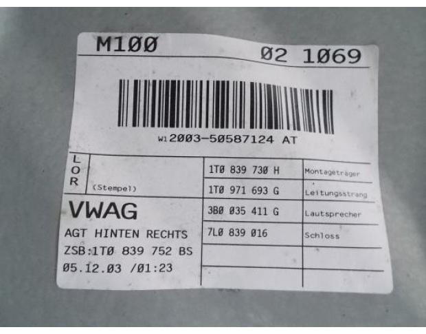 1t2837730 macara geam dreapta spate vw touran 2.0tdi bkd